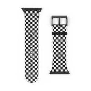 Checkerboard Faux Leather Apple Watch Band Bright Moon Cove