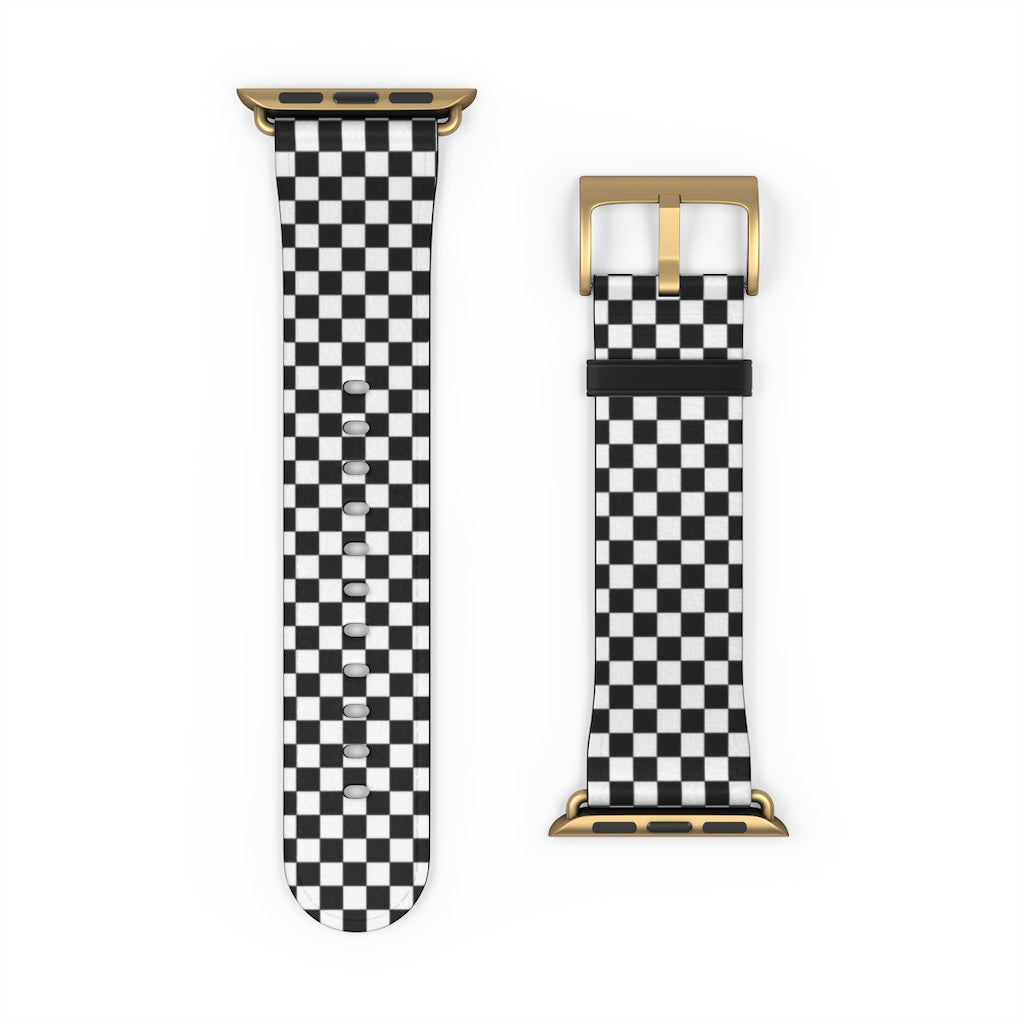 Checkerboard Faux Leather Apple Watch Band – Bright Moon Cove