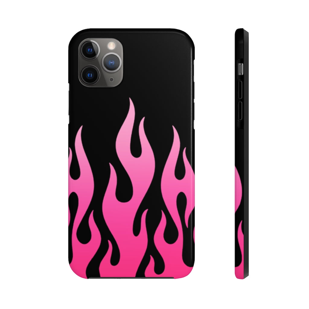 Black with Pink Flame Tough iPhone Case Bright Moon Cove